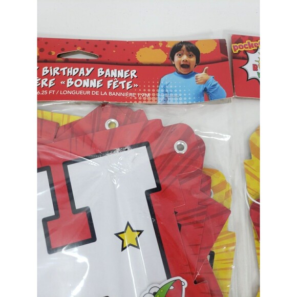 Ryans World Two Happy Birthday Banners NEW in Package American Greetings Ryan's - Picture 5 of 13